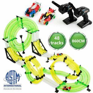 Autoflier RC Cars Dual Stunt Track Competition AF665 48pcs Slot Race Toy Playset
